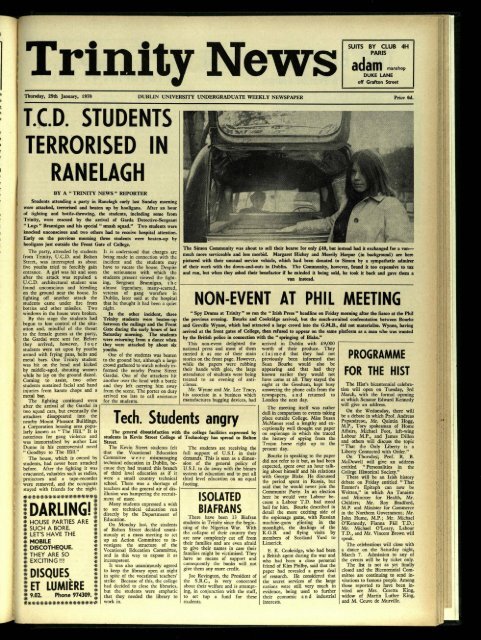 tcd students terrorised in ranelagh - Trinity News Archive
