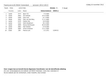 indeling - RKAV Volendam