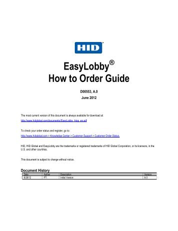 EasyLobby How To Order Guide - HID Global