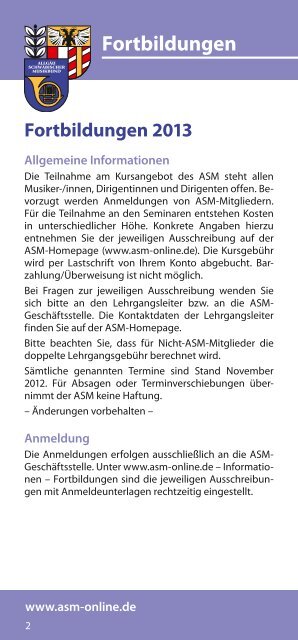 Fortbildungen 2013 - Allgäu-Schwäbischer-Musikbund