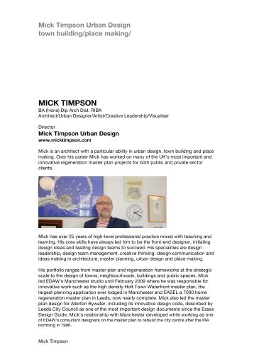 Mick Timpson CV. long form