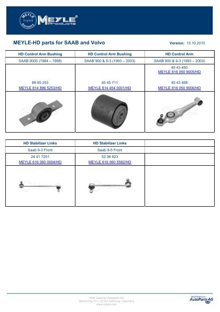 MEYLE-HD parts for SAAB and Volvo (PDF