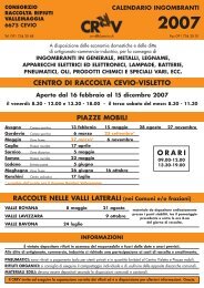 CENTRO DI RACCOLTA CEVIO-VISLETTO ORARI - Comune di Cevio