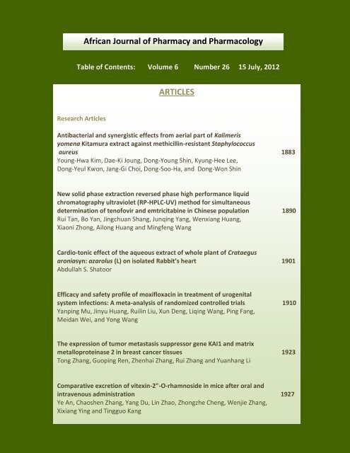 Download Complete Issue (pdf 3800kb) - Academic Journals