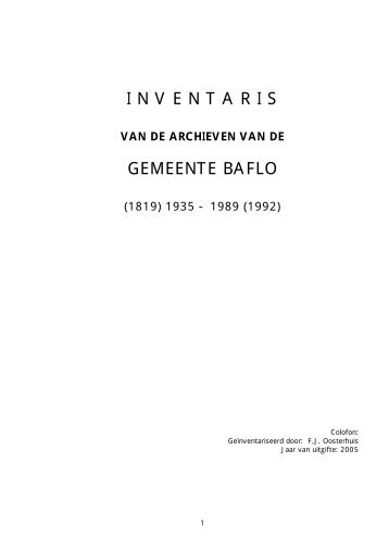 Archiefinventaris gemeente Baflo 1935-1989 - Gemeentewinkel ...