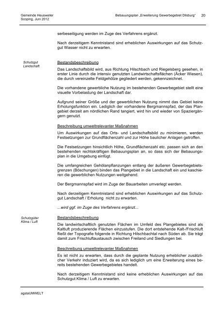 erweiterung gewerbegebiet dilsburg - Gemeinde Heusweiler