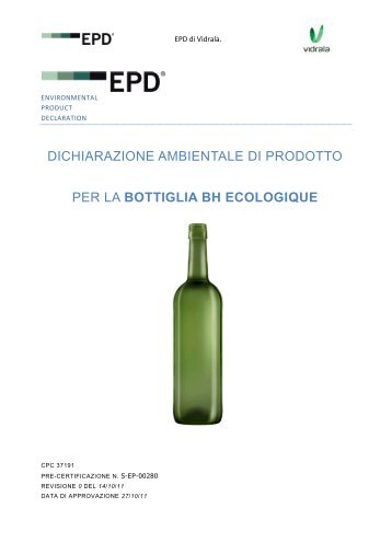 dichiarazione ambientale di prodotto per la bottiglia bh ecologique