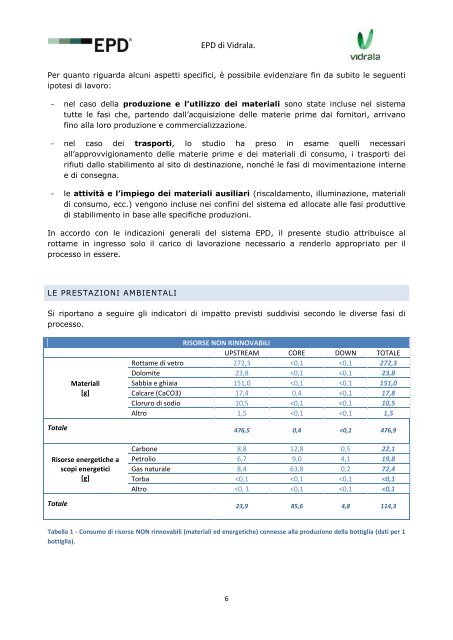 dichiarazione ambientale di prodotto per la bottiglia bh ecologique