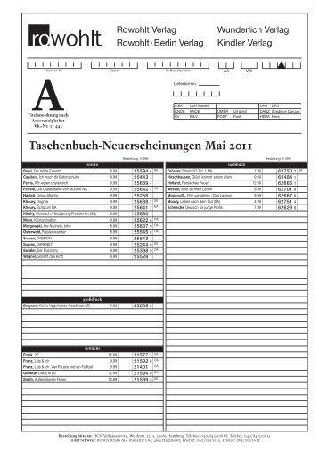 Taschenbuch-Neuerscheinungen Mai 2011 - Rowohlt