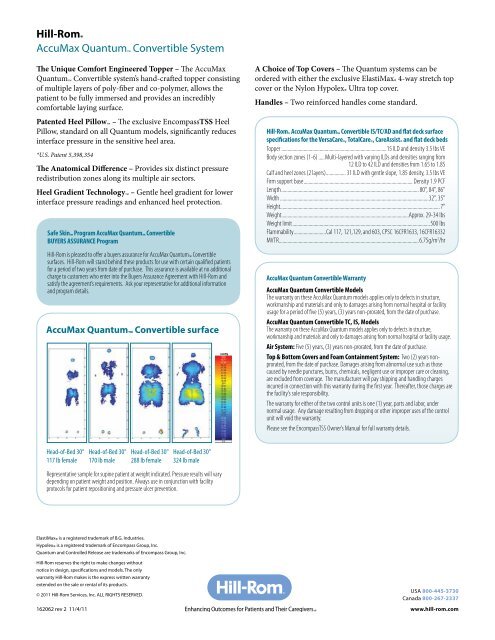 AccuMax Quantum Convertible Medical Mattress Brochure - Hill-Rom