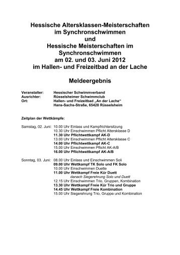 Meldeergebnis Hess MS_2012 - Hessischer Schwimm-Verband eV