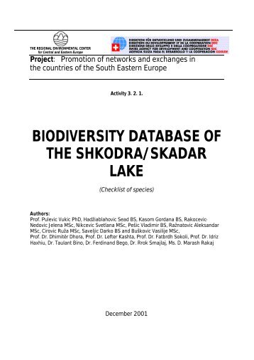 biodiversity database of the shkodra/skadar lake - The Regional ...