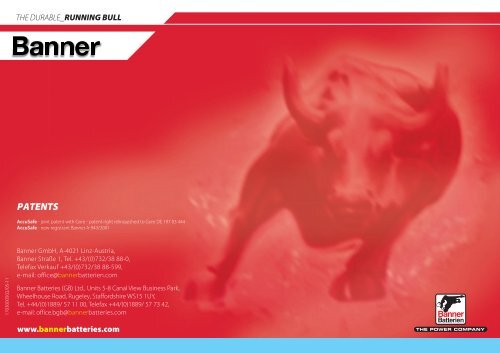 THE DURABLE RUNNING BULL www.bannerbatteries.com