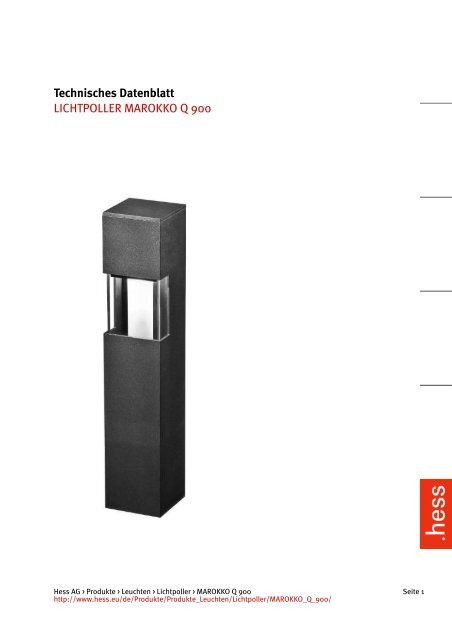 Technisches Datenblatt LICHTPOLLER MAROKKO Q 900 - Hess AG