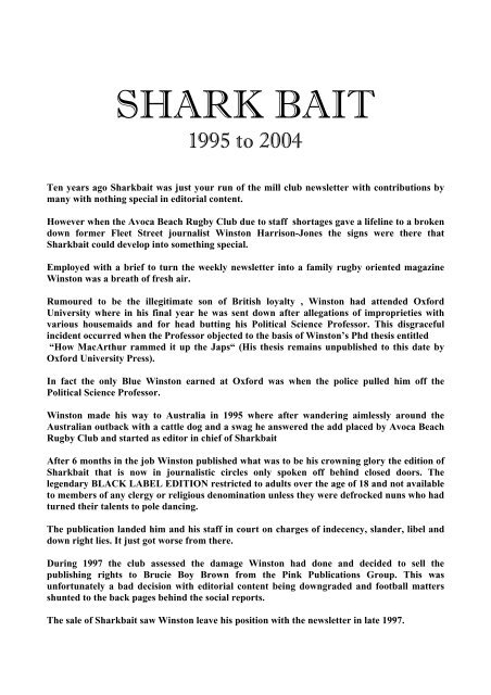 Shark bait - rugbynet - avoca sharks