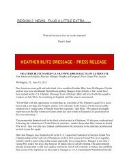 HEATHER BLITZ DRESSAGE - PRESS RELEASE - United States ...