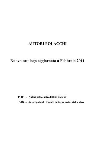 Autori polacchi - pagina di avviso - Sapienza