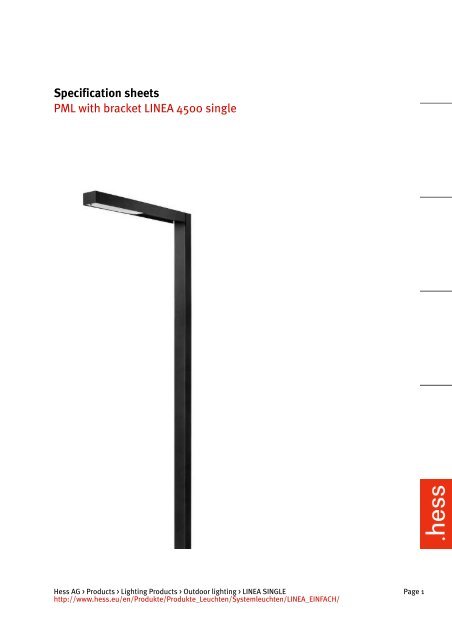 Specification Sheets Pml With Bracket Linea 4500 Single Hess Ag