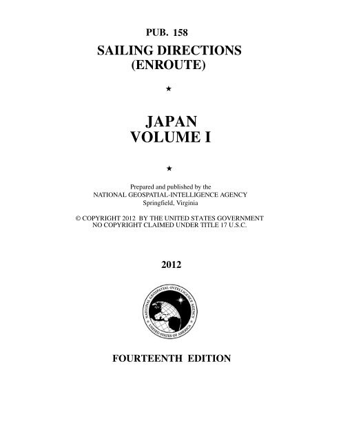 Enroute Japan Volume I Maritime Safety Information Nga Mil