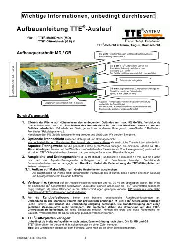 Aufbauanleitung TTE -Auslauf - B+M Haus- und Agrotech AG