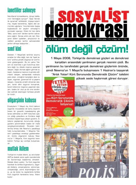 ölüm de¤il çözüm! - Sosyalist Demokrasi