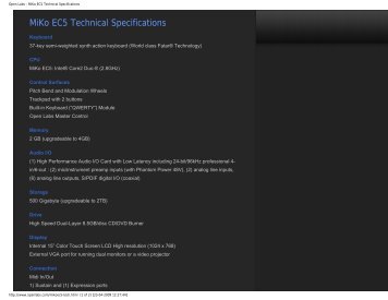 Open Labs - MiKo EC5 Technical Specifications