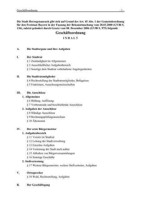 Geschäftsordnung - Stadt Herzogenaurach