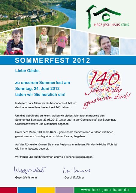 SommerfeSt 2012 Liebe Gäste, zu unserem ... - Herz-Jesu-Haus