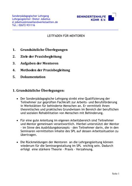 1. Grundsätzliche Überlegungen 2. Ziele der ... - Herz-Jesu-Haus