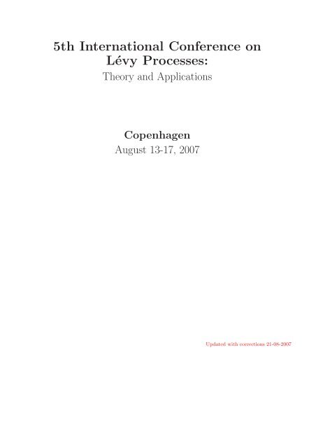 5th International Conference on Lévy Processes: - Institut for ...