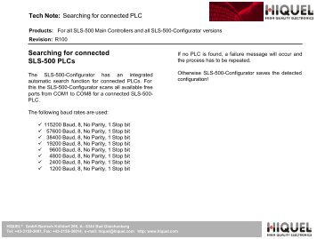 Searching for connected SLS-500 PLCs - Hiquel