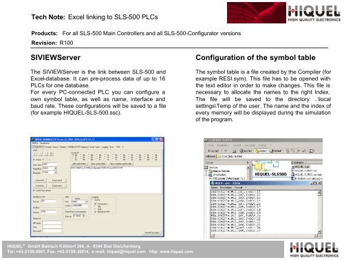 Searching for connected SLS-500 PLCs - Hiquel