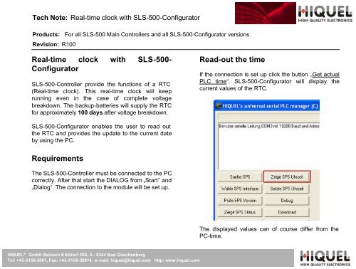 Searching for connected SLS-500 PLCs - Hiquel