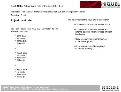 Searching for connected SLS-500 PLCs - Hiquel