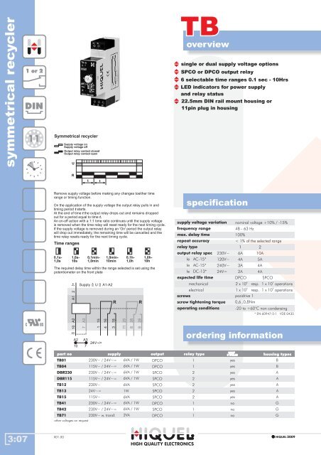 CATALOGUE TIME and MONITORING RELAYS - Hiquel