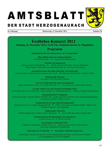 Festliches Konzert 2012 - Stadt Herzogenaurach