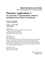 Photonics Applications V - XXX-th IEEE-SPIE Joint Symposium ...