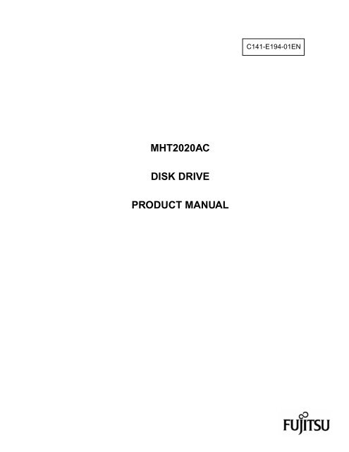 MHT2020AC DISK DRIVE PRODUCT MANUAL