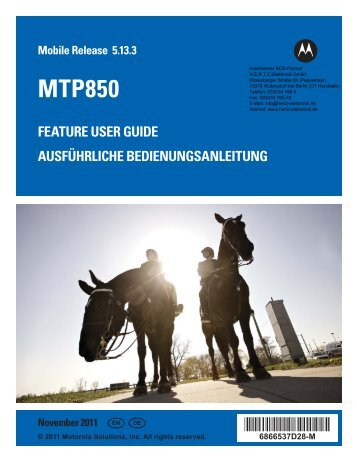 mtp850 feature user guide / ausführliche bedienungsanleitung