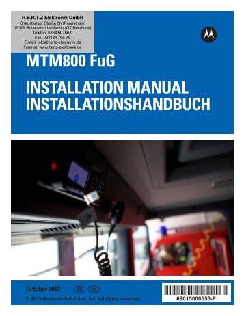 MTM800FuG Installation Manual â  EN, DE - HERTZ Elektronik GmbH