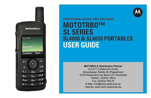 MOTOTRBOâ¢ SL4000 & SL4010 User Guide - HERTZ Elektronik ...