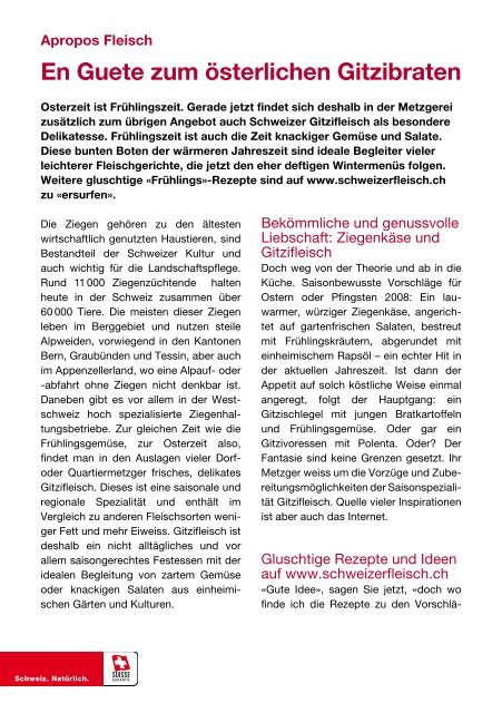 Das Magazin der Metzgerei - Schweizer Fleisch-Fachverband SFF