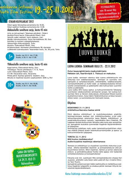 Festivaalin käsiohjelma | festival brochure 2012 - Oulun ...