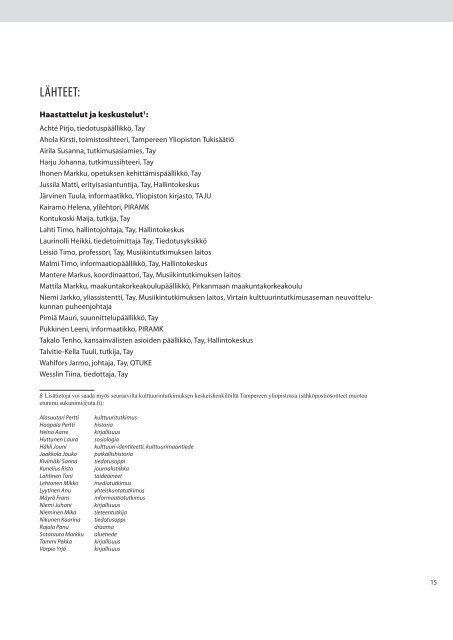 Kulttuurintutkimus Pirkanmaalla - kohteena ... - Pirkanmaan liitto