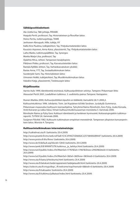 Kulttuurintutkimus Pirkanmaalla - kohteena ... - Pirkanmaan liitto