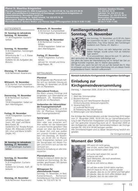 15. bis 28. november 2009 - Kirchenblatt