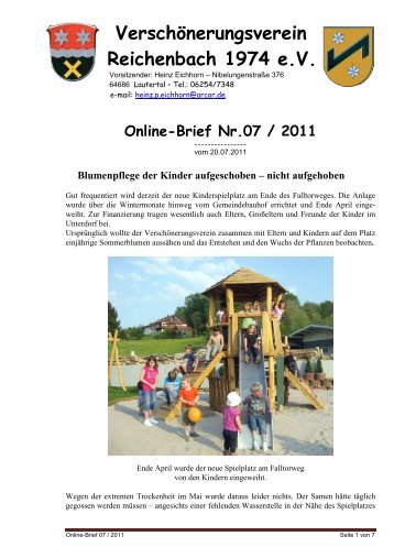 07 / 2011 vom 20.07.2011 - Verschönerungsverein Reichenbach