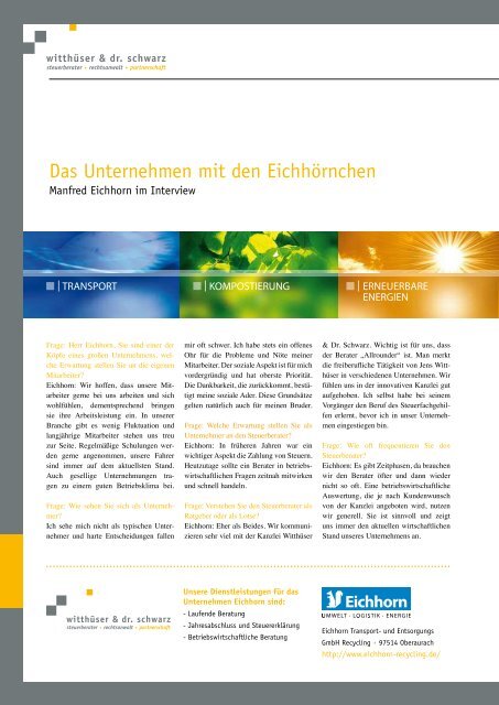 Kundenmagazin - Ausgabe 1 - witthueser-schwarz.com