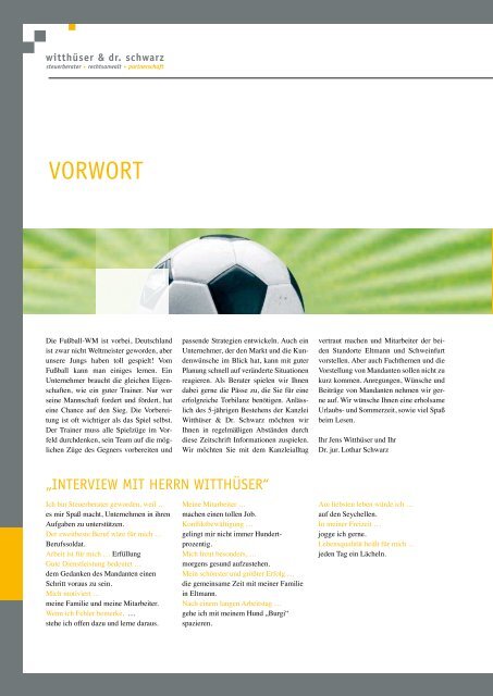 Kundenmagazin - Ausgabe 1 - witthueser-schwarz.com