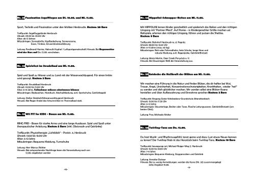 Ferienprogramm der Gesundheitsregion Hersbruck  2 0 1 0